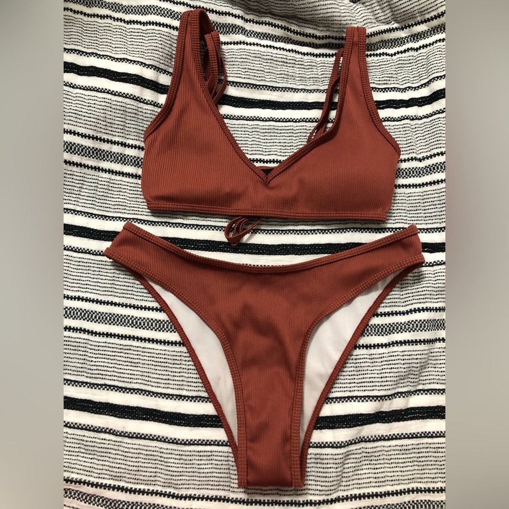 rust colored bikini set